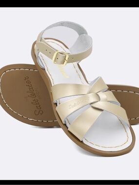 Salt Water Sandals by Hoy Girls' Metallic Gold Ankle-Strap Sandals